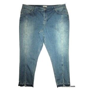 FALLS CREEK NWT Denim Ankle Slim Leg JEANS Womens PLUS 24 3X Frayed Hems NEW